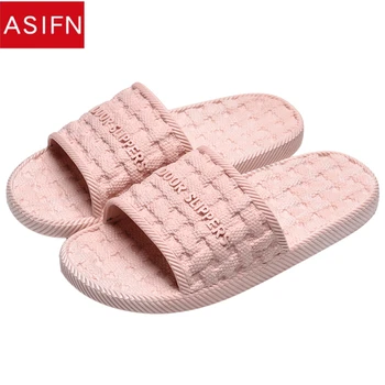 

ASIFN Women Shoes Bathroom Slides Non-slip Indoor Men Slippers Texture Summer Sandals Soild 7 Colors Flip Flops for Couple