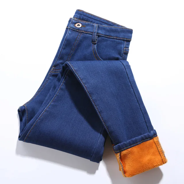 2023 Winter Jeans woman Velvet warm Pencil Pants ladies Plus size Thicken Denim long Trousers Women Jeans Plus size