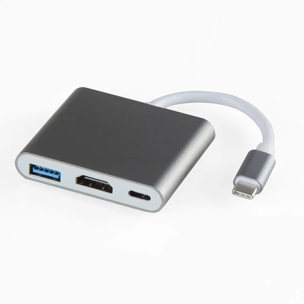Silver grey Для Apple для переключателя тип-c в Hdmi адаптер конвертер HDMI USB три-в-одном конвертер концентратор Usb 3,0 многофункциональный конвертер - Цвет: Silver grey