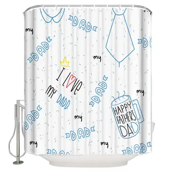 

Shower Curtain Set 66" W x 72" H Fabric Bathroom Showers, Stalls and Bathtubs, Machine Washable - Love Curtain Decor Love Dad