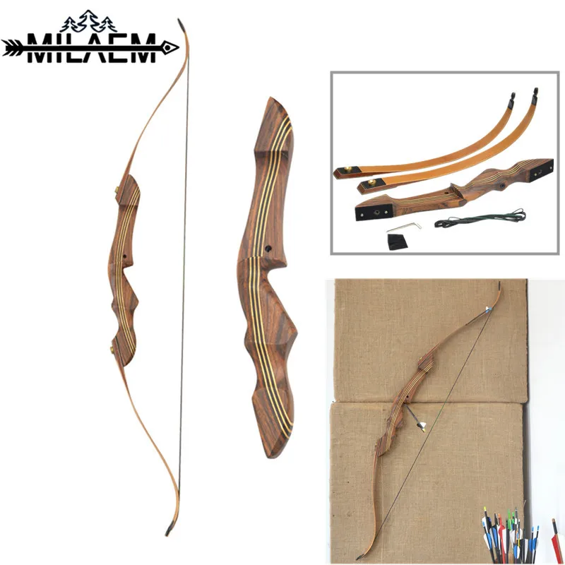 

60 inch Archery Recurve Bow 20/25/30/35/40/45/50/55 lbs Wooden Maple Laminated Handle American Hunting Long Bow Professional