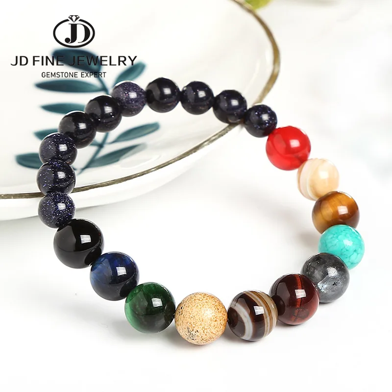 

JD 2020 Eight Planets Bead Bracelet Men Natural Stone Universe Yoga Solar Chakra Bracelet for Women Men Jewelry Chritmas Gifts