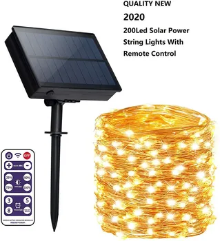 

Remote control LED solar copper wire light strings for holiday Christmas party garden decoration solar Christmas lights outdoor