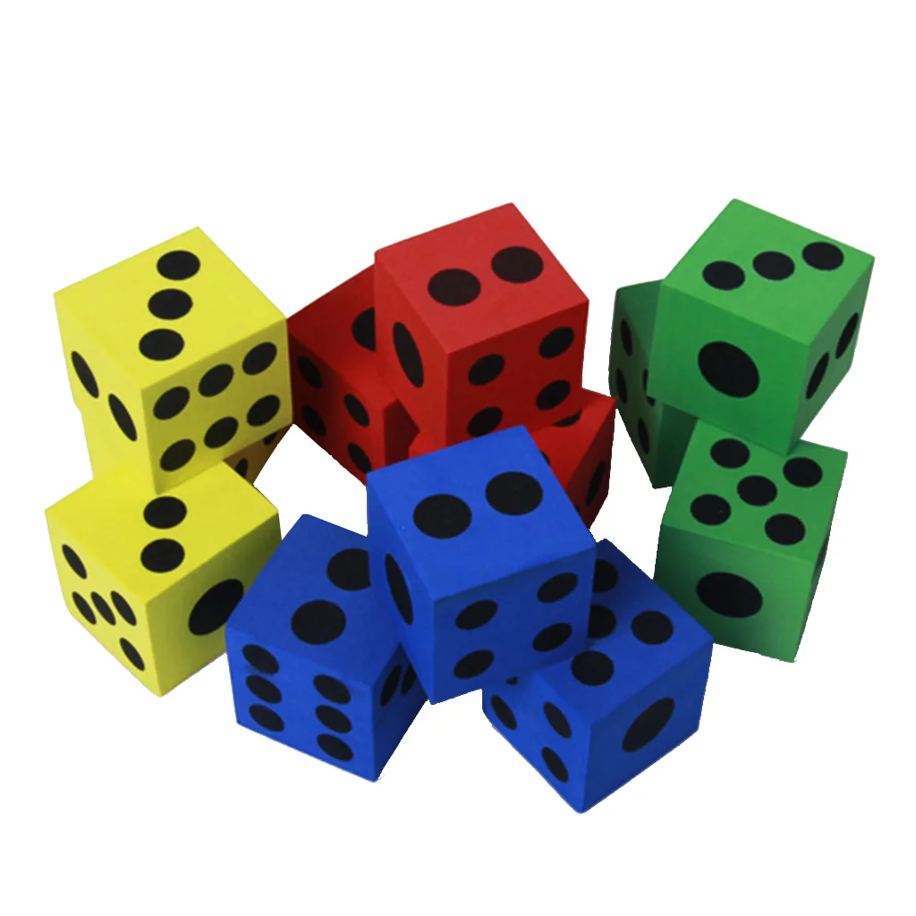 12pcs MOULDED FOAM DICE 3.8cm Kids Child Room Activities Games Math Teaching