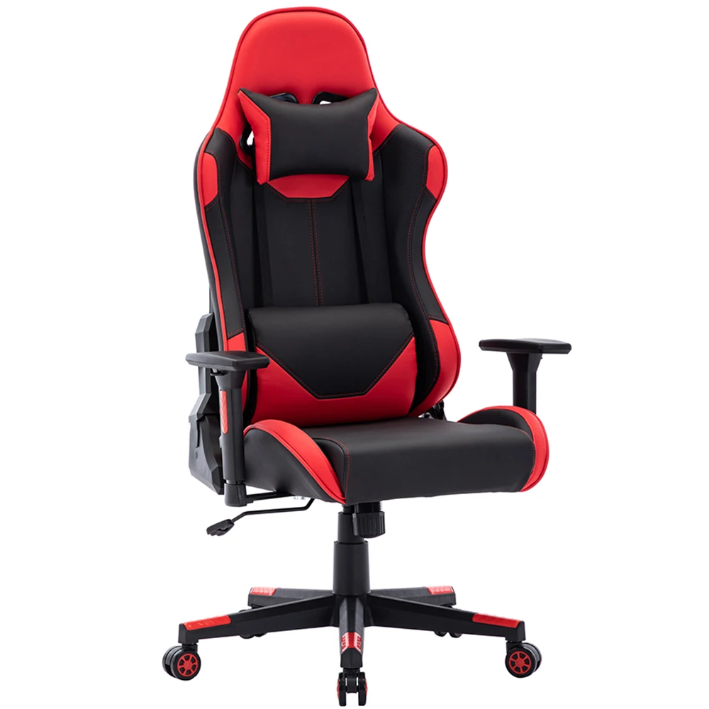 Racing Style Gaming Chair PU Leather High Back Office Chair Ergonomic Design with Adjustable Armrest and Lumbar Support