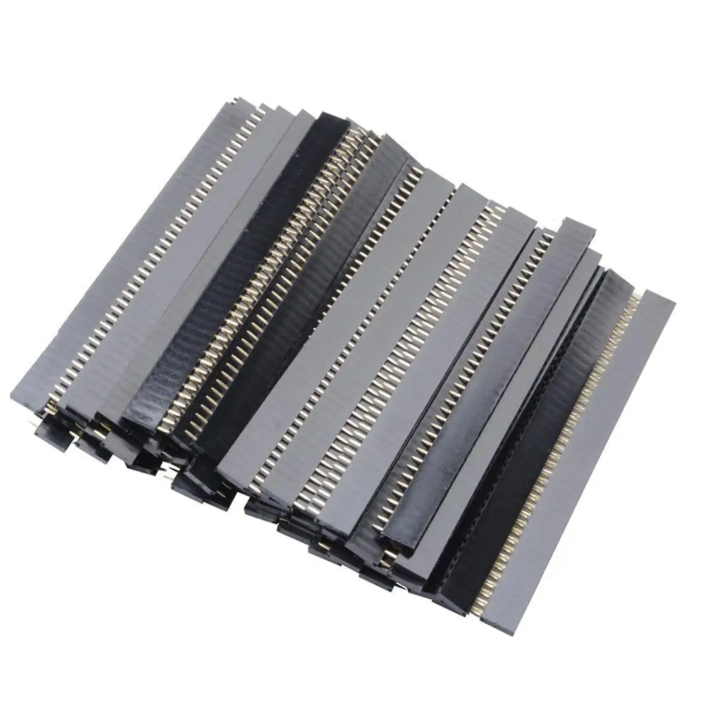 Pinos para Pcb Pces Pinos Linha Única Fêmea Reta Encabeçamento 2.54mm Passo Tira Conector Soquete p 40pin 40 Arduino 100 1×40