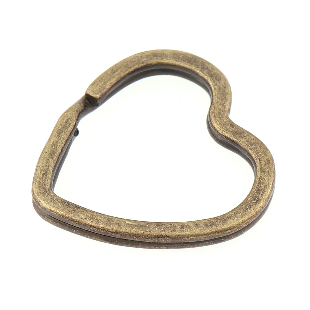 Antique bronze 10 шт., розовое золото/Радужная металлическая цепочка для ключей в форме сердца, кольцо с пряжкой, разъемное кольцо для автомобильного рюкзака, шнурок, аксессуары для рукоделия, изготовление - Цвет: Antique bronze