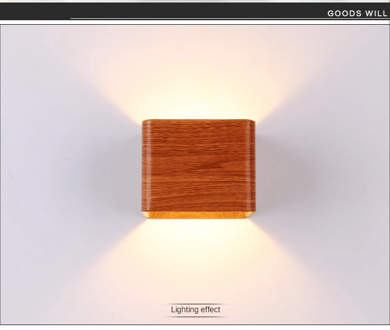 Modern Wall Lamp Led Luminous Bedside Sconce Wood Grain Bedroom Living Aisle Corridor Restaurant Hotel Background Decor Light plug in wall lamp