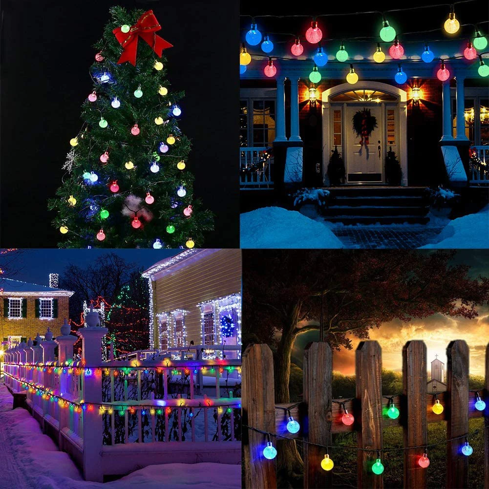 Luzes ao ar Modos à Prova Globo de Cristal com 8 Dia das Bruxas Natal Solar String Livre Led Luzes Dwaterproof Água Powered Pátio Luz 20-100 7 Luzes e Iluminação