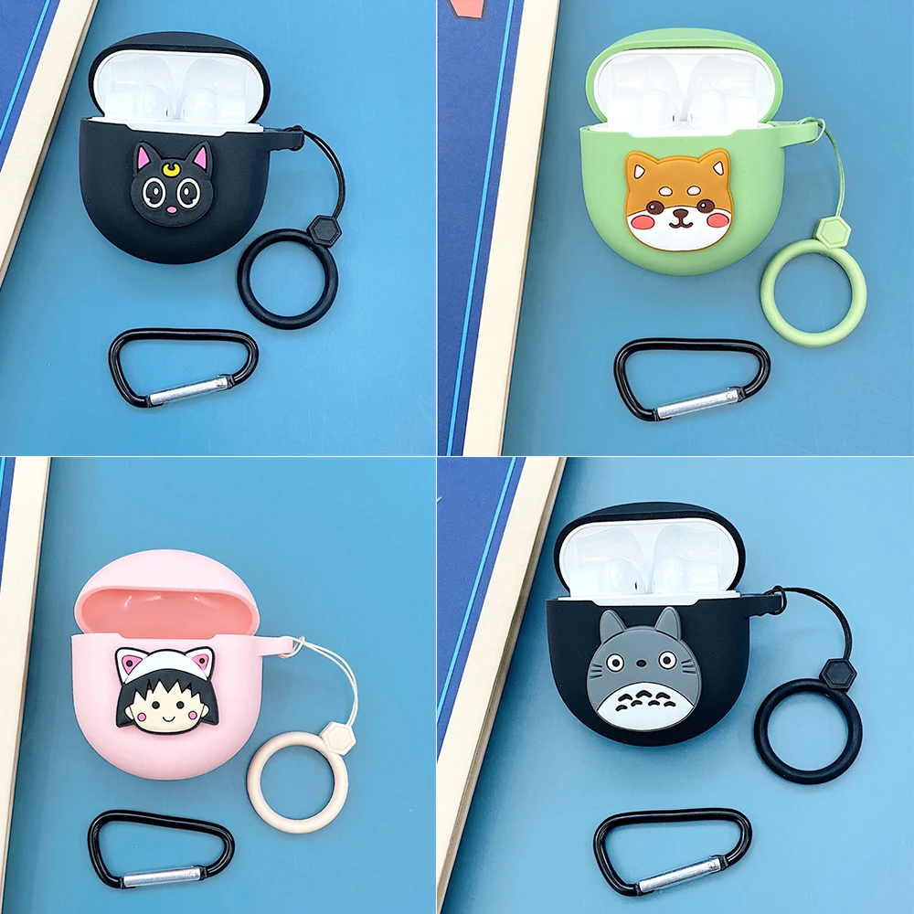 

Cute Cartoon Silicone Case for Oneplus Buds TWS Case Bluetooth 5.0 Headphone Box Shockproof Protective Cover Headset Bag Keyring