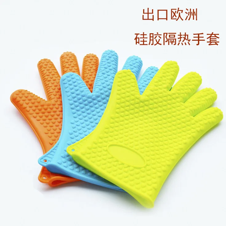 

Thick Anti-slip Silica Gel Microwave Oven Insulated Gloves Fingers Baking Tool Silicone Glove
