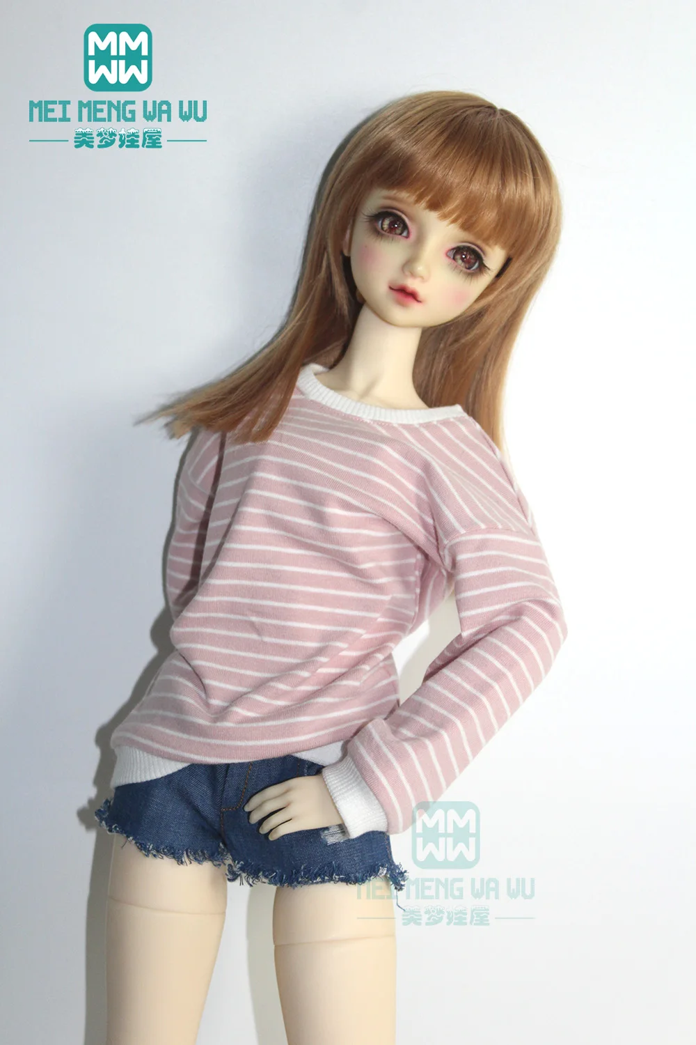 Details about   1/4 1/3 UncleSD17 SSDF BJD Clothes Outfit Off-shoulder Loose Striped T-shirt 