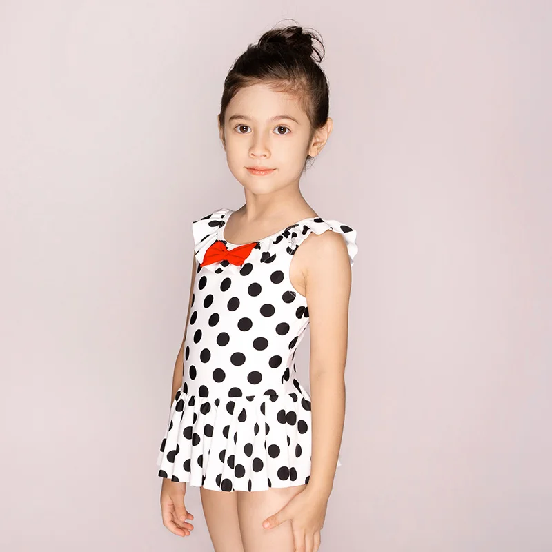 July Sand/цельный купальник для девочек Купальный костюм в горошек с бантом стиле