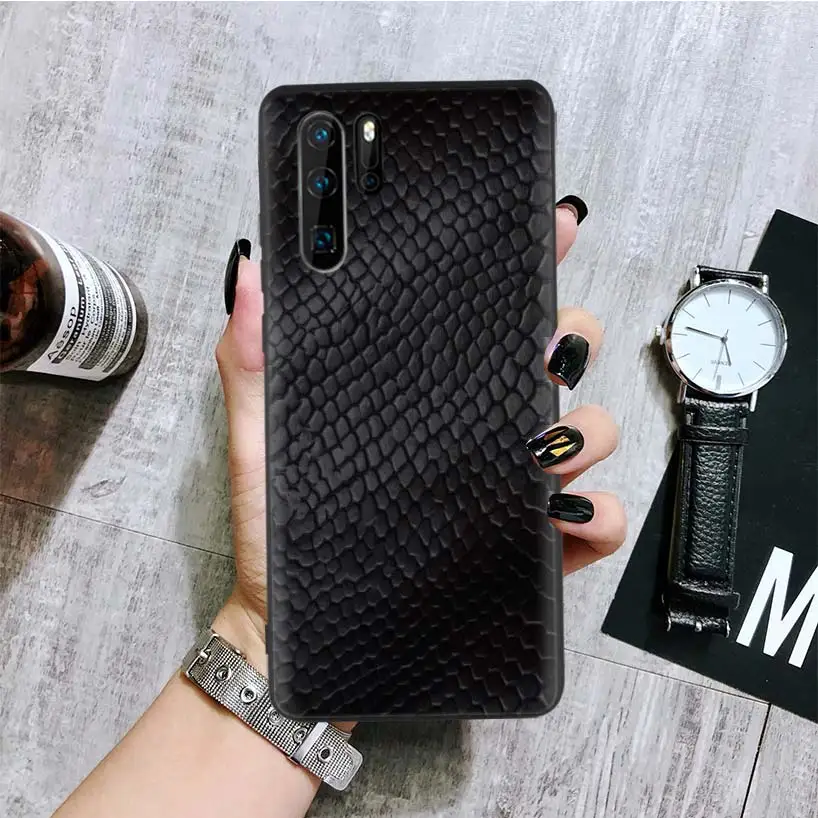 BA088-2 Розовый кожаный Змеиный Черный чехол для телефона huawei mate 30 20 10 P30 P20 P10 Pro Lite P Smart Z роскошный Coque Shell - Цвет: BA088-2