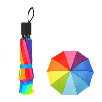 

Rainbow Parasol Women Large size Rain Umbrellas Business Gift Portable Wind Resistant Folding Umbrella