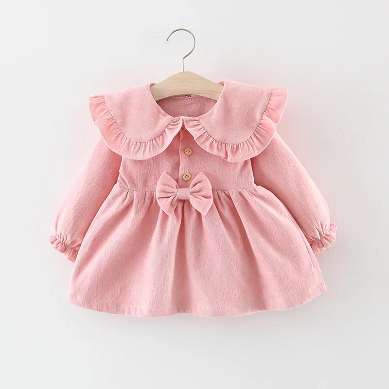 Платье для маленьких девочек, платья для малышек, vestido infantil vestidos infantil, одежда для малышей, batizad, повседневная однотонная одежда с длинными рукавами для детей 12 мес.-3 лет
