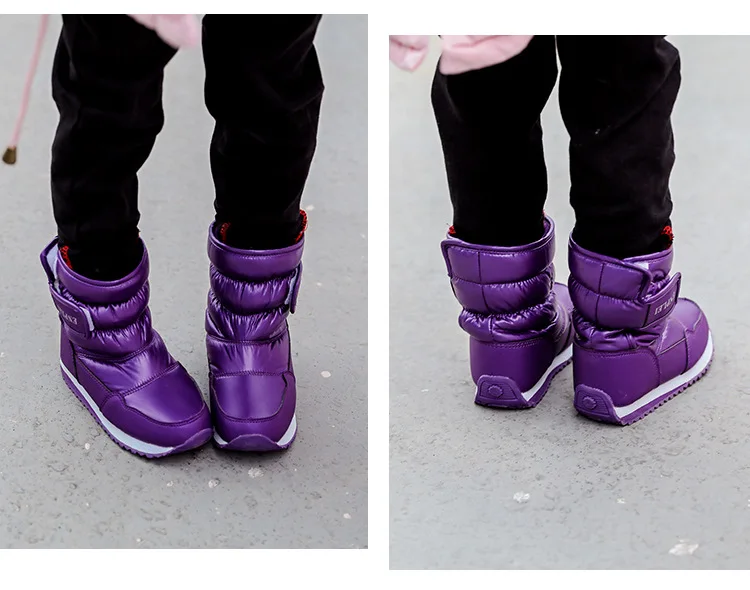 Snow Boots Shoes for Girls Boys Mid-calf Boots Baby Snow Kids Boots With fur Child Boots winter boots for girls waterproof