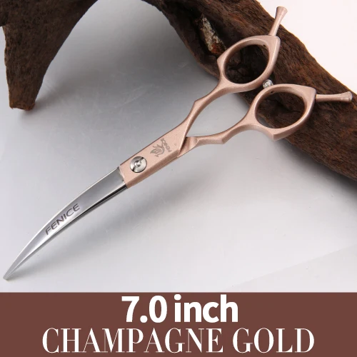 7.0 champagne Fenice 6,5/7,0 inch с обратным изогнутым лезвием, ножницы для стрижки собак, ножницы для Уход за лошадьми ножницы для домашних животных Уход за лошадьми ножницы для собак Ножницы продукта - Цвет: 7.0 champagne