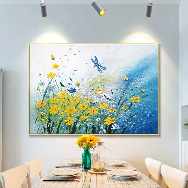 

100% Hand Painted Abstract Flower Art Oil Painting On Canvas Wall Art Frameless Picture Decoration For Live Room Home Decor Gift