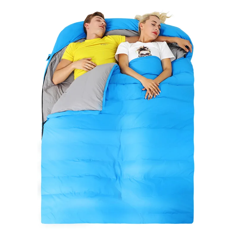 

260 * 130cm Outdoor Double Sleeping Bag Camping Travel Nature Hike Hybrid Duck Down Sleeping Bag Travel Bag Uyku Tulumu Air Bed