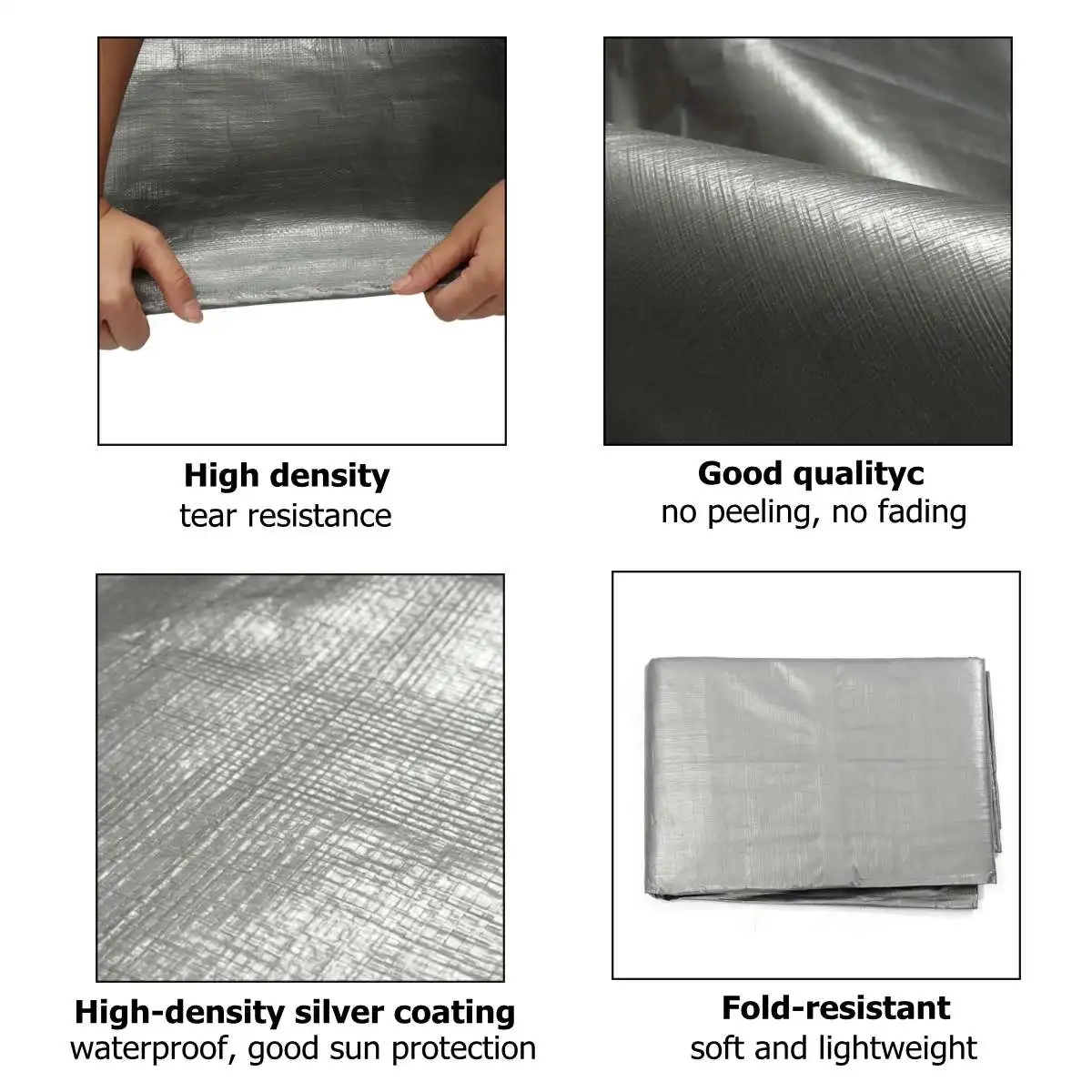 3*3m 4*3m 5*3m 6*10m 210gsm silver PE waterproof tarp camping coating outdoor tarp sun shelter high quality beach awning