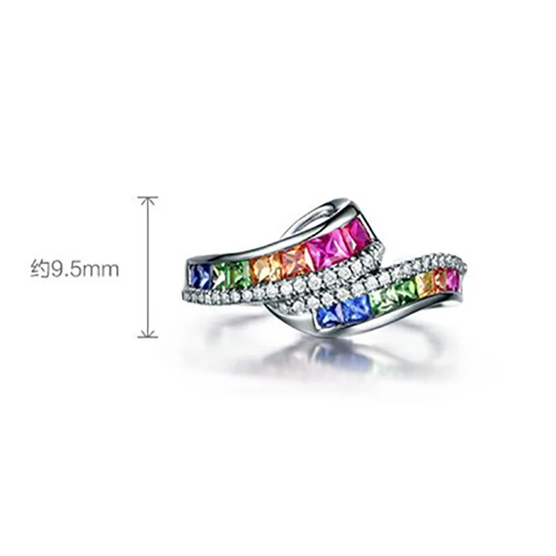 Bague Ringen, геометрическое серебро 925, ювелирное изделие, цветное кольцо с камнями для женщин, особый стиль, радужные трендовые женские кольца для вечеринок, подарок