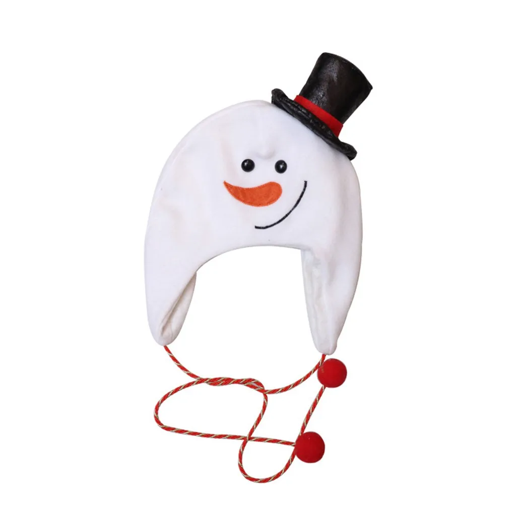 Children Kids Christmas Snow Man Hats Deer Cartoon Long Rope Warm Earmuffs Warm Toddlers Kids Baby Hats Caps Holiday For Party - Цвет: A