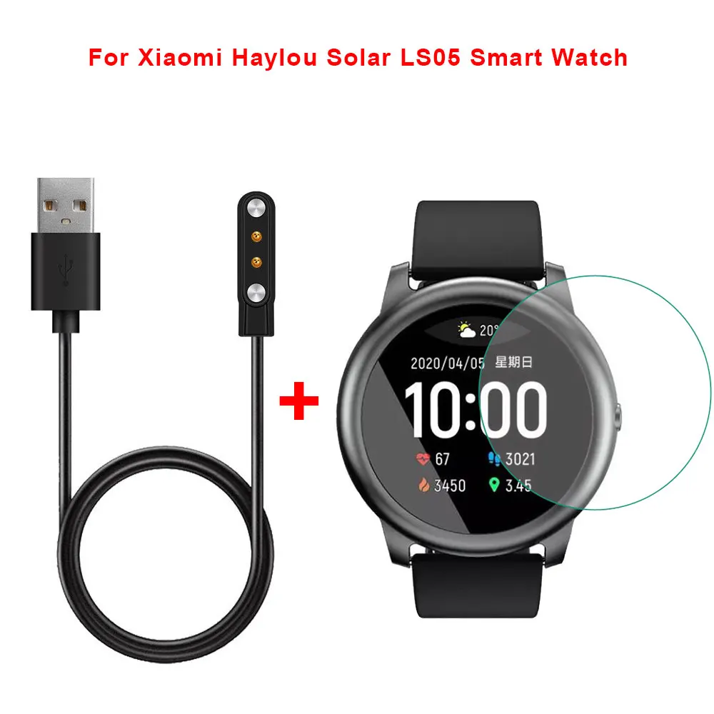 Magnetic USB Chargers Tempered Glass Film For XiaoMi Haylou Solar LS05 Dock Charger Charging Cable Smartwatch | Электроника