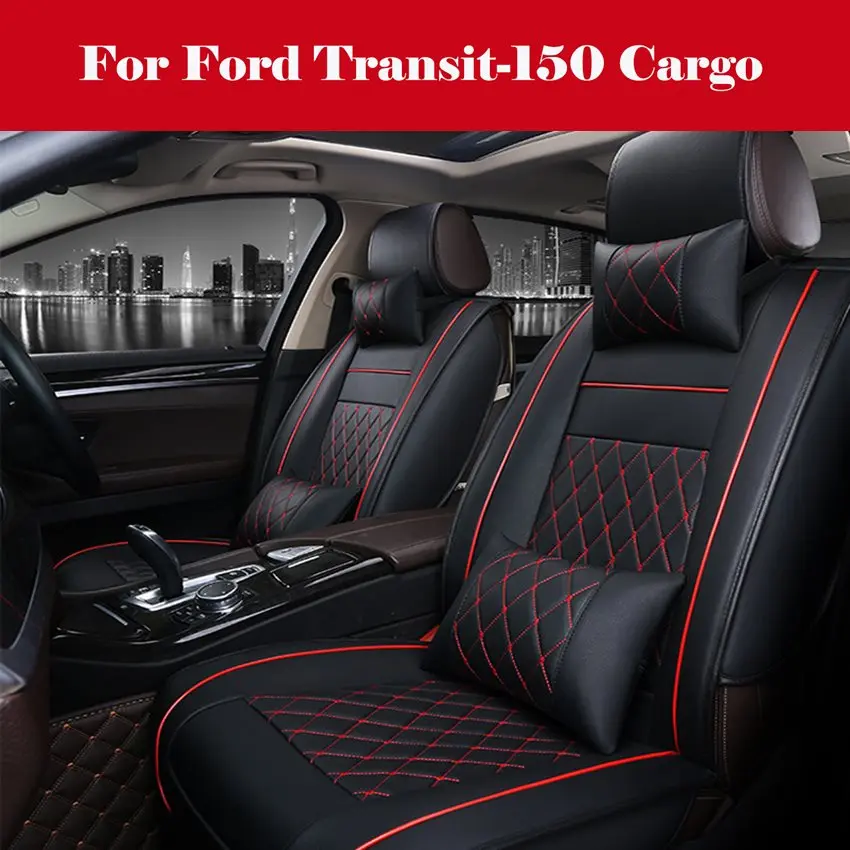 Luxury Car Seat Covers PU Leather 5 Seats Front+Rear SUV Truck Cushion Full Set For Ford Transit