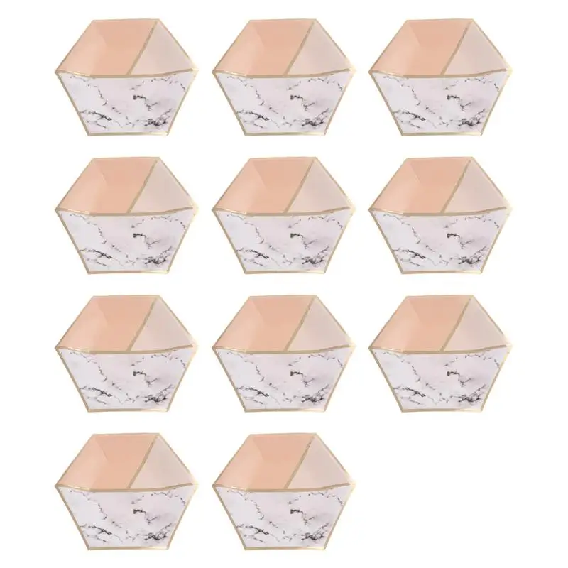 8PCS 9 Inches Disposable Tableware Paper Plates Golden Stripe Hexagonal Dinner Plates Party Supplies Paper Dishes for Carnival