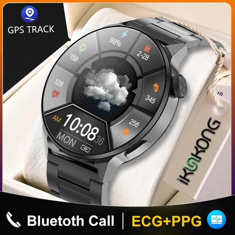 Мужские смарт-часы с Bluetooth функцией звонков GPS-треком и беспроводной зарядки |