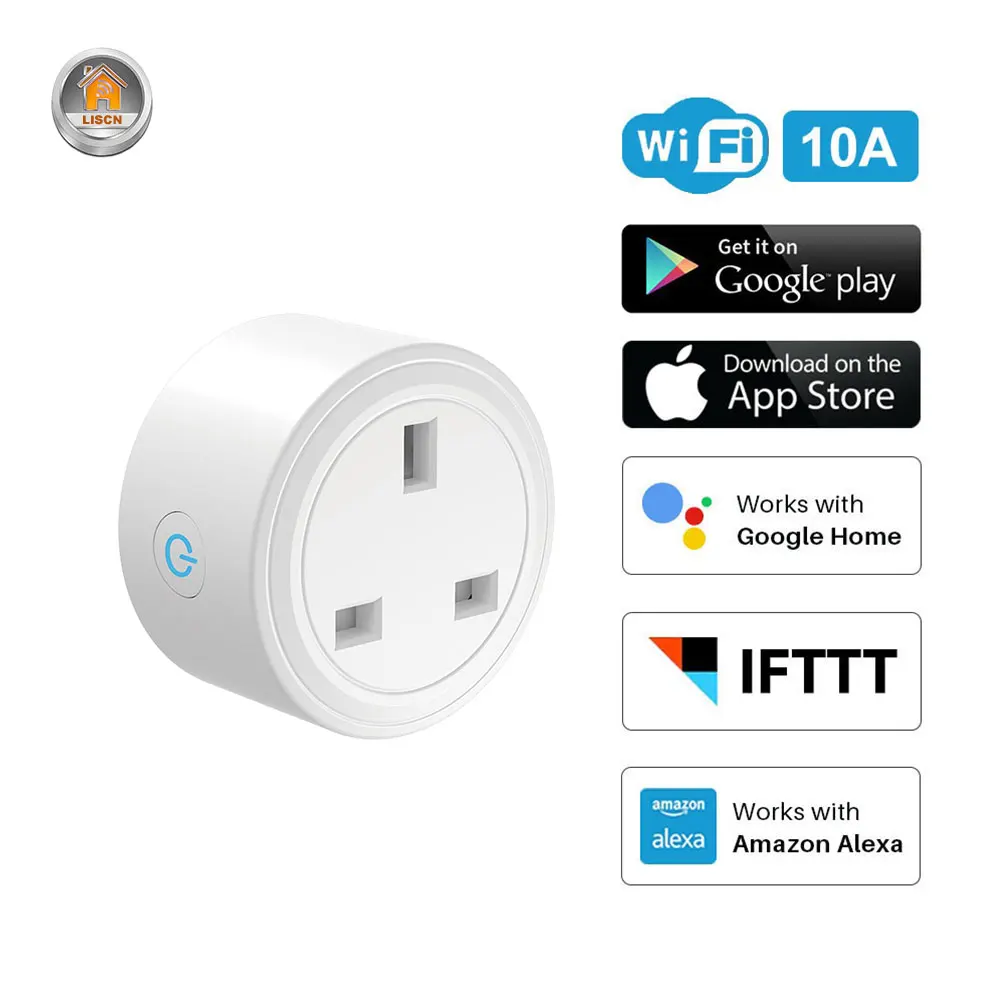 Умная розетка с британской вилкой 16А, Wi-Fi, настенная розетка, дистанционное управление, таймер, переключатель, работающий с Alexa Google Home, 240 в, электрическая розетка
