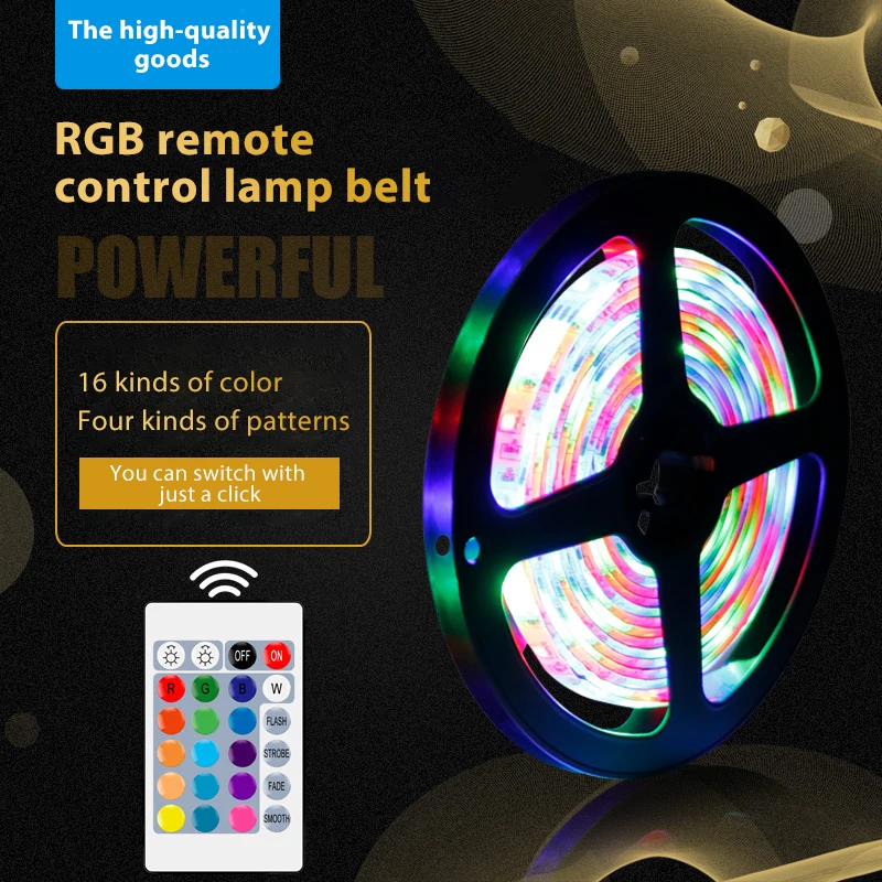 16 Colors LED Strip RGB Light with Remote Control Waterproof Light with USB TV Bedroom Party Commercial Bar LED Light 1/2/3/4/5M