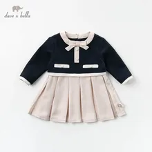 DB12960 dave bella/весеннее платье принцессы с милым бантом и драпировкой для маленьких девочек детское модное праздничное платье одежда в стиле Лолиты для маленьких детей