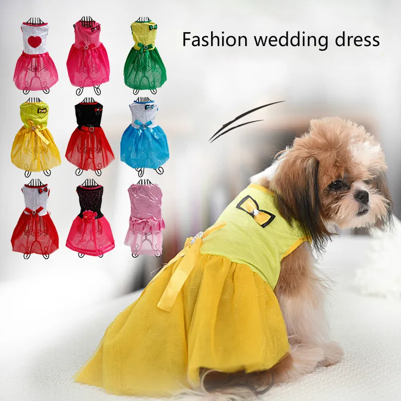 

High-end pet clothes, luxurious dog princess wedding dress, a variety of creative patterns and diamond wedding dog gauze dress