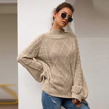 

Women Autumn Winter Turtleneck Solid Knitted Sweater Casual Female Slim Knitting Pullover Jumper Tops Ladies Sweater