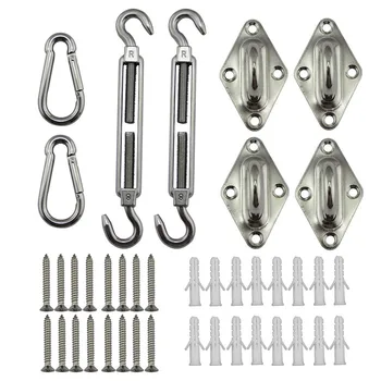 

40PCS 5mm Shade Sets Stainless Steel Four Corners Sun Sail Fixing Fittings Shade Accessories Kit For Outdoor Garden Accessories