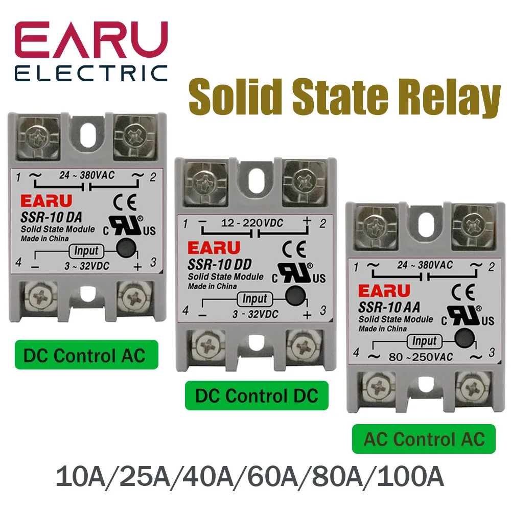 SSR-25DA SSR-40DA SSR-40AA SSR 10A 25A 40A 60A 80A 100A DD DA AA твердотельный релейный модуль для