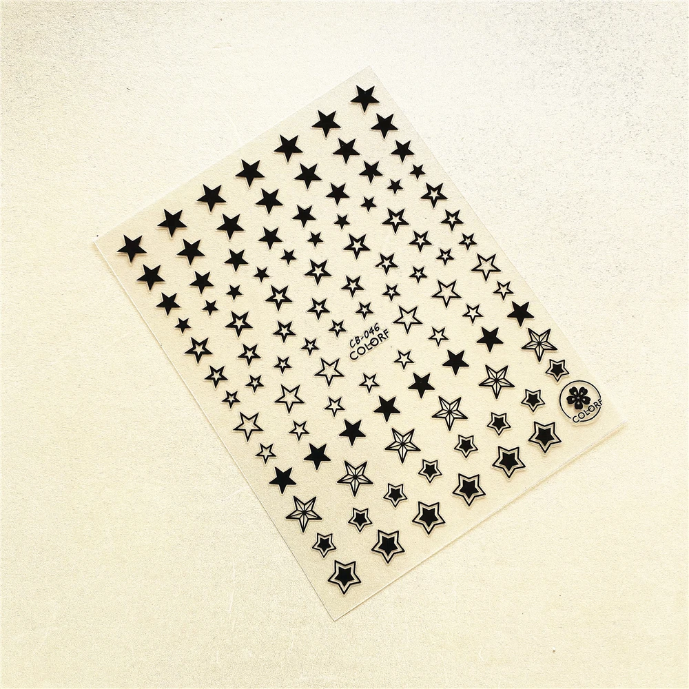

CB-046 Star Moon Black and white gold and silver 3D Back glue Nail Art Stickers Decals Sliders Nail ornament decoration