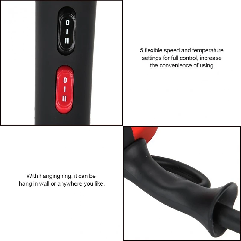 XMX-Powerful Hair Dryer 2300W High Power Negative Ion Hair Dryer Hairdressing Salon Tool 5 File Constant Temperature Hair Dryer