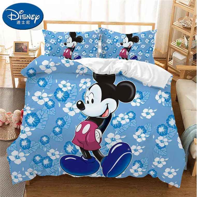 1 Дисней Микки Маус детская кровать постельные принадлежности мультфильм девушки пододеяльник постельное белье Наволочка Дети Мягкий Комплект постельного белья подарок - Цвет: 1