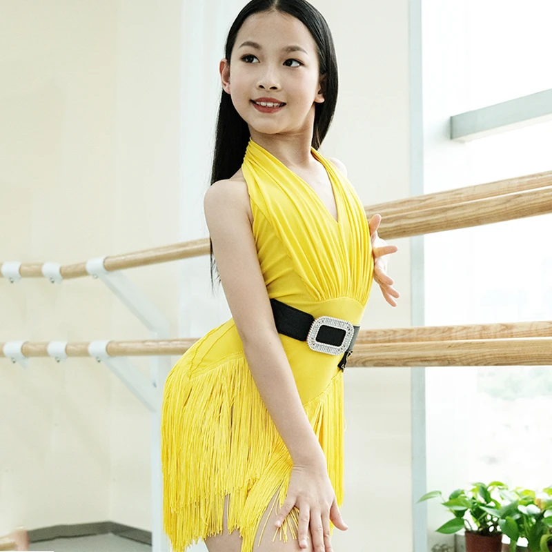 社交ダンス スタンダードドレス マーメイドライン 黄色 幼く