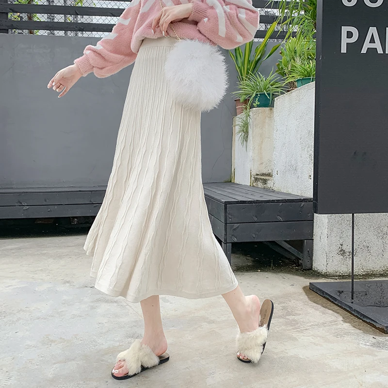 Faldas Mujer Moda 2019 новые осенние зимние винтажные повседневные шелковые корейские толстые трикотажные офисные сексуальный длинный макси юбки