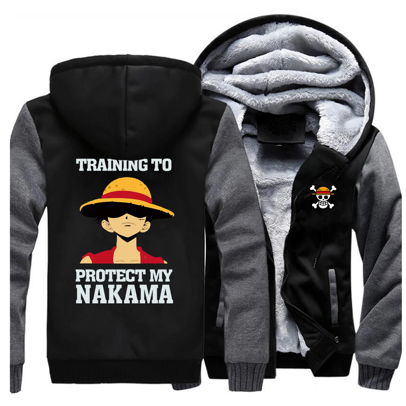 

One Piece Luffy Jackets Men Japan Anime Sweatshirts Hoodies Winter Thick Zipper Fleece Warm Coats Sportswear Outwear Plus Size