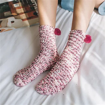 

Ladies casual non-slip warm in the tube winter cute coral velvet socks female cake socks pearl velvet socks носки мужские 50*