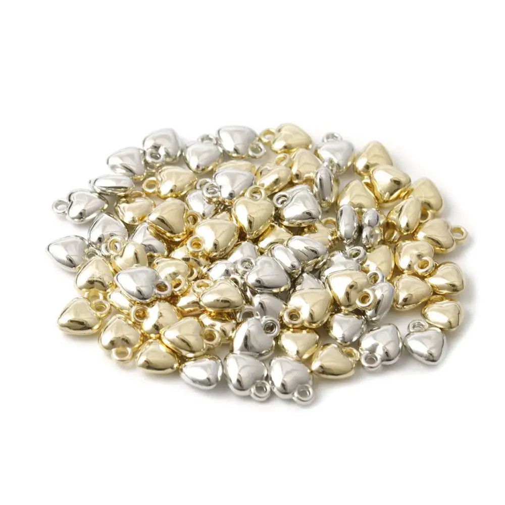 100pcs/lot CCB Mini Sweet Love Heart Charms Pendant With Hanging For DIY Necklace Bracelets Jewelry Beads | Украшения и