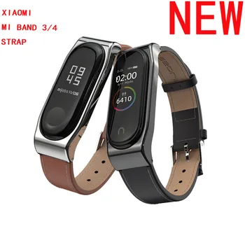 

For Xiaomi Mi Band 3 4 Fitness Tracker Colorful Leather corium Mi Band 4 3 Strap Black Gold Case Bracelet Wristbands D20