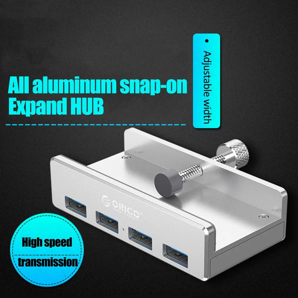 ORICO Алюминий 4 порта USB 3,0 клип-хаб на зажиме для настольного ноутбука клип диапазон оснастки расширения многоинтерфейсный концентратор