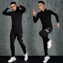 YD-FU, 3 шт./набор, мужской спортивный костюм для тренировок, для спортзала, фитнеса, компрессионная одежда, для бега, бега, спортивная одежда, для упражнений, тренировок, трико