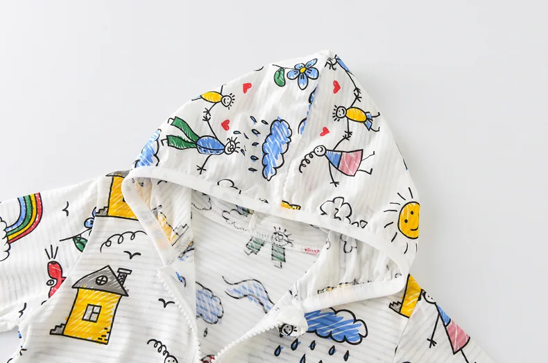 Pure Cotton Childrenswear Coat Summer New Style Korean-style Thin Breathable Sweat Absorbing Stick Figure Children Sun Prot